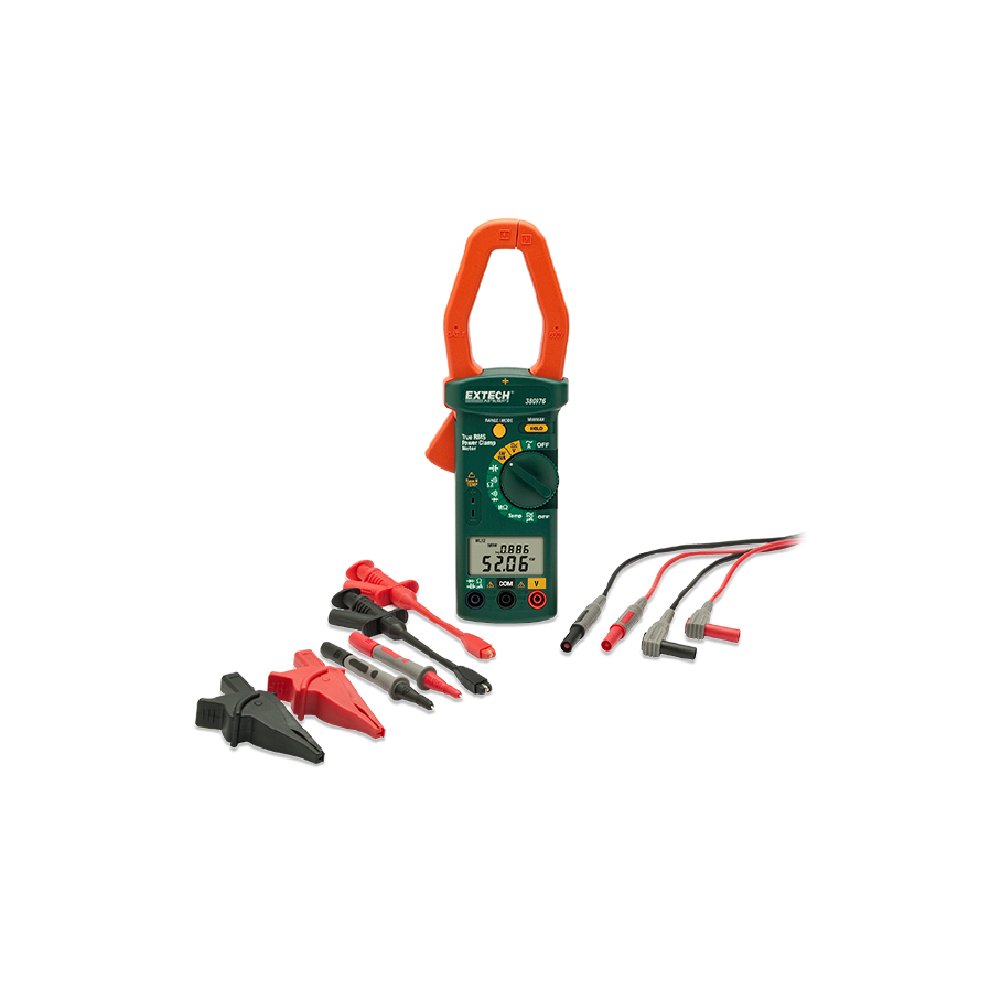 Kit de Pinza Amperimétrica CA/CC Monofásica/Trifásica Extech 380976-K
