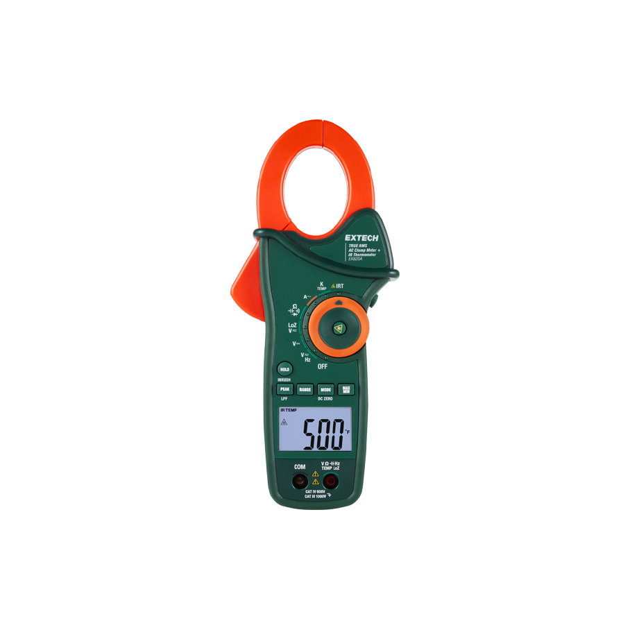 Pinza Amperimétrica CA True RMS con Termómetro IR Extech EX820A