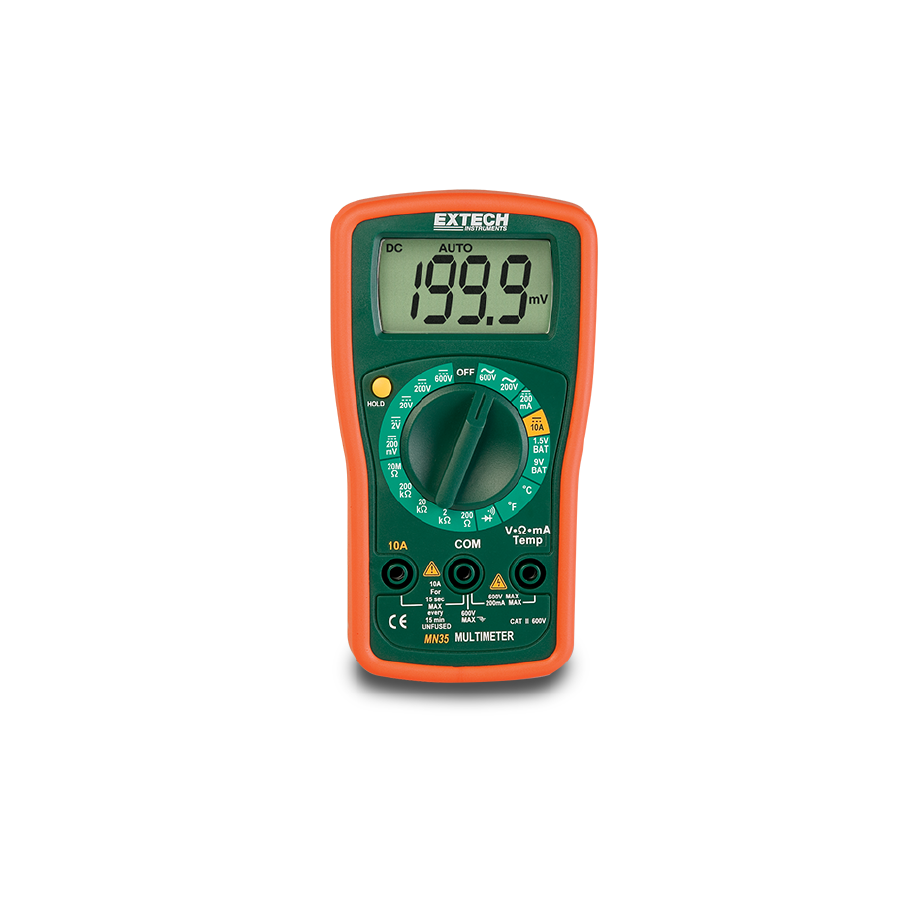 Multímetro Digital Compacto con Sensor de Temperatura Extech MN35