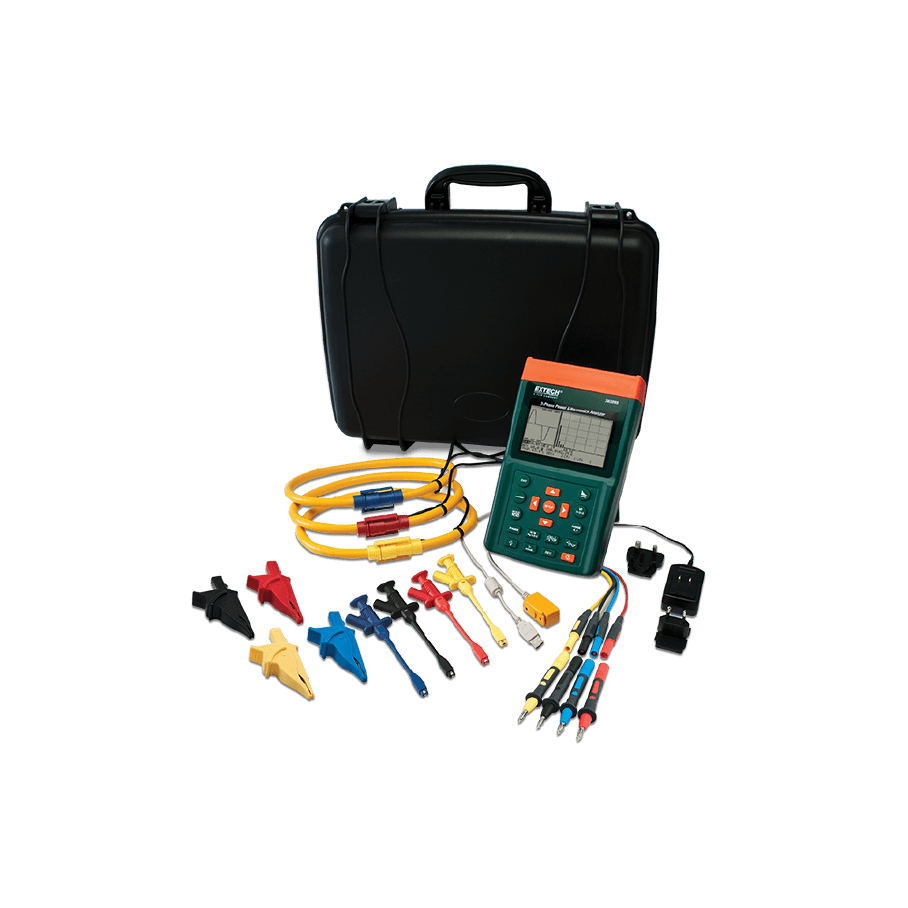 Kit Analizador Trifásico de Potencia y Armónicos Extech PQ3350-3