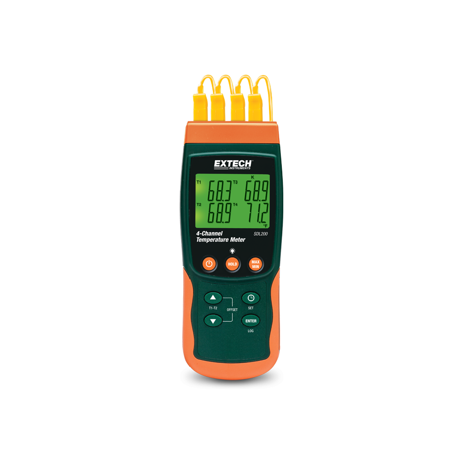 Termómetro Datalogger de 4 Canales Extech SDL200